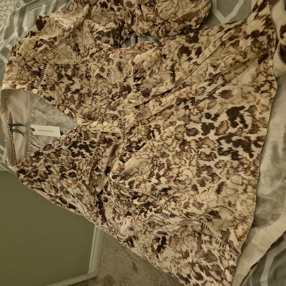Brown and Cream Animal Print Blouse